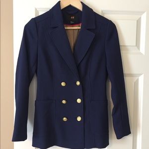 H&M navy military blazer jacket 4